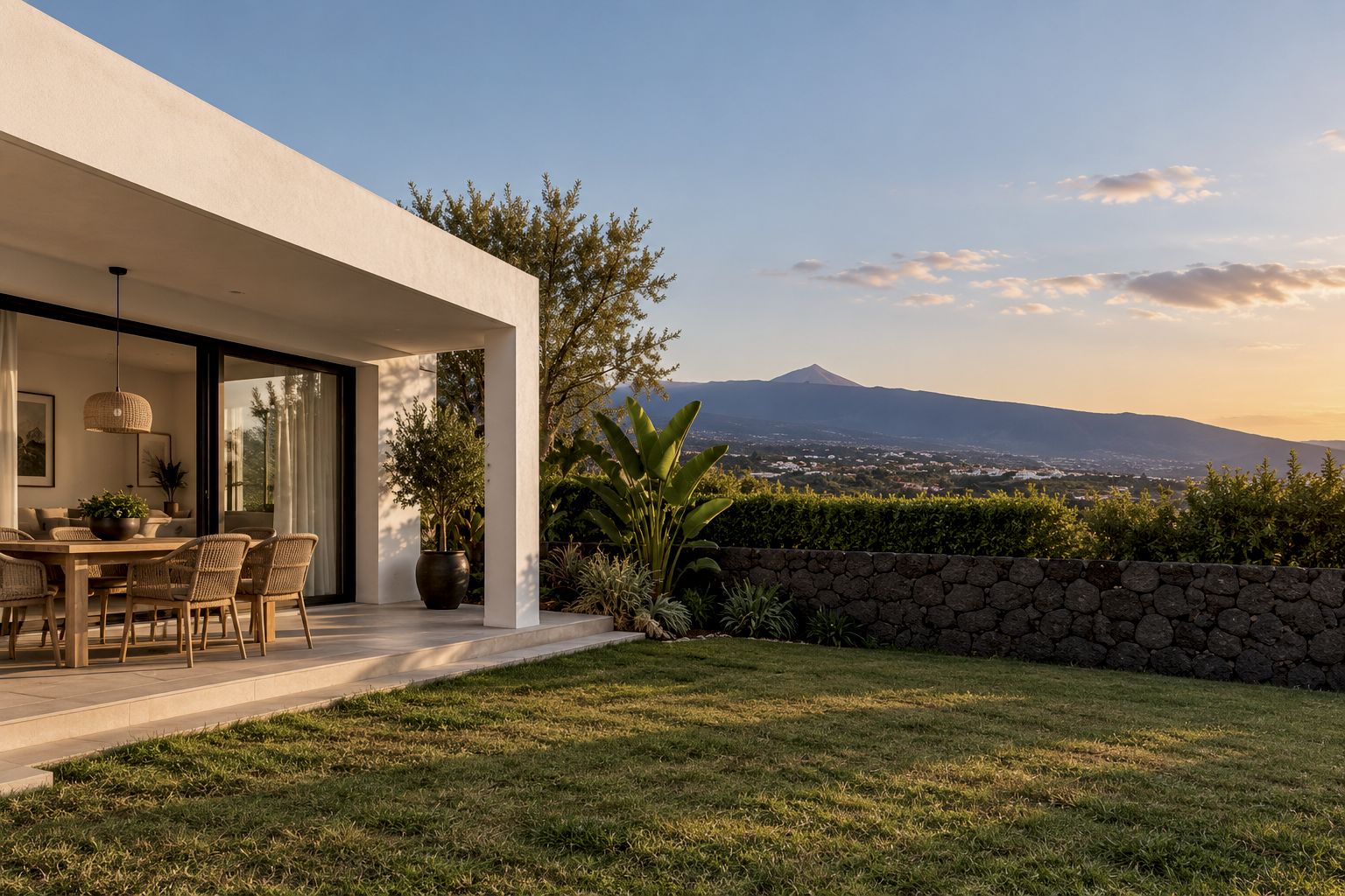 Vivienda contemporánea con jardín y vistas al Teide